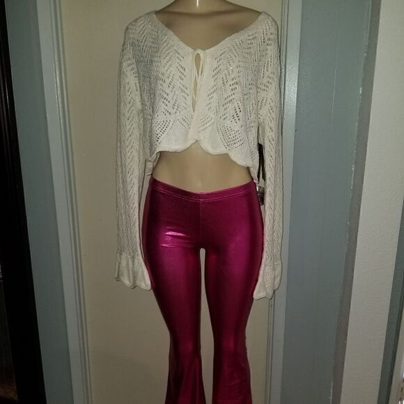 FRYE Open Knit Pointelle Ruffle Cardigan CREAM NWT - Picture 12 of 14